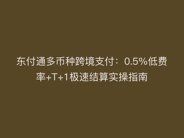 东付通多币种跨境支付：0.5%低费率+T+1极速结算实操指南