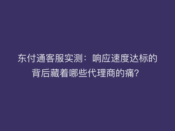 东付通客服实测：响应速度达标的背后藏着哪些代理商的痛？