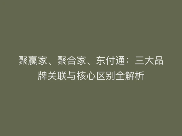 聚赢家、聚合家、东付通：三大品牌关联与核心区别全解析