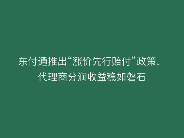 东付通推出“涨价先行赔付”政策，代理商分润收益稳如磐石