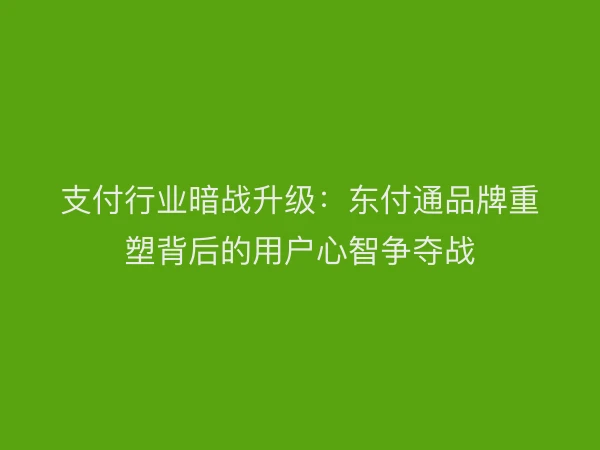 支付行业暗战升级：东付通品牌重塑背后的用户心智争夺战