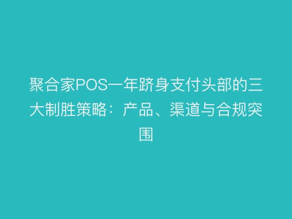 聚合家POS一年跻身支付头部的三大制胜策略：产品、渠道与合规突围