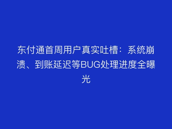 东付通首周用户真实吐槽：系统崩溃、到账延迟等BUG处理进度全曝光